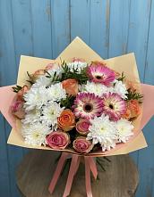 Букет цветов из:  Розы, Герберы и Хризантемы в Чепелево