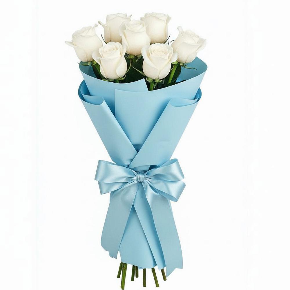 Букет 7 белых роз Проуд в Чепелево