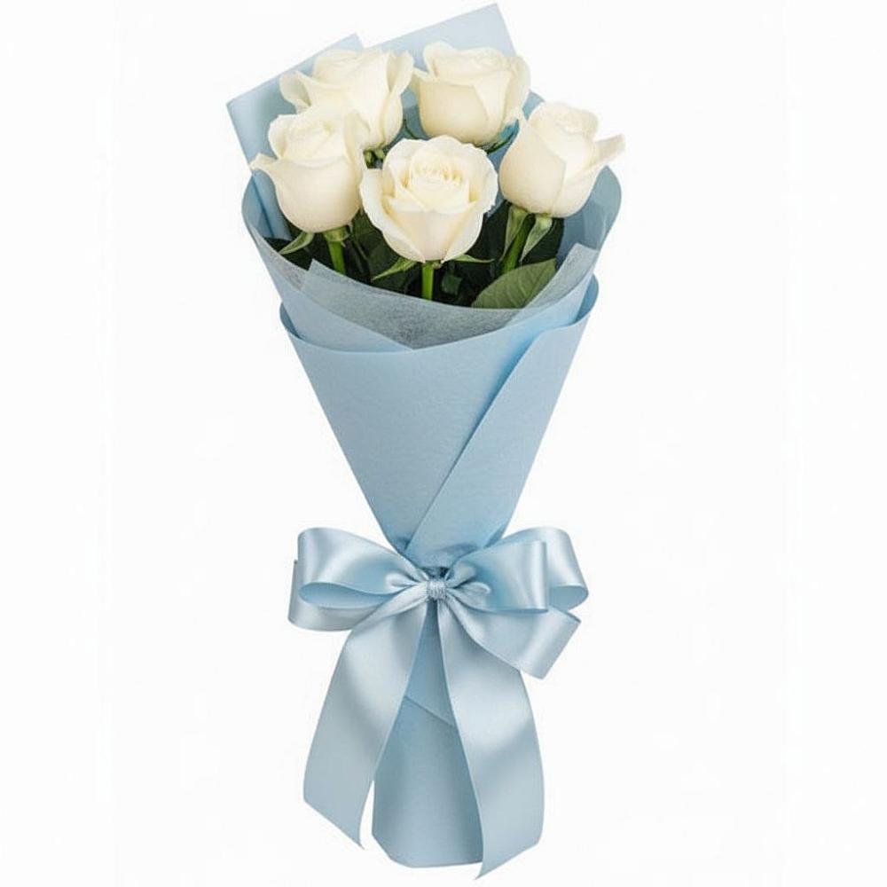 Букет 5 Белых роз Проуд в Чепелево