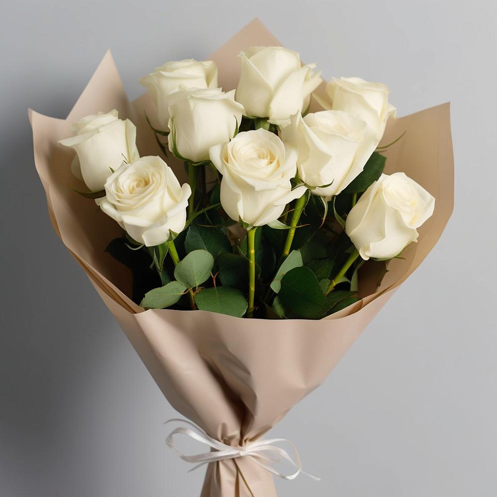 Букет 9 Белых роз Эдлесс Лав в Чепелево