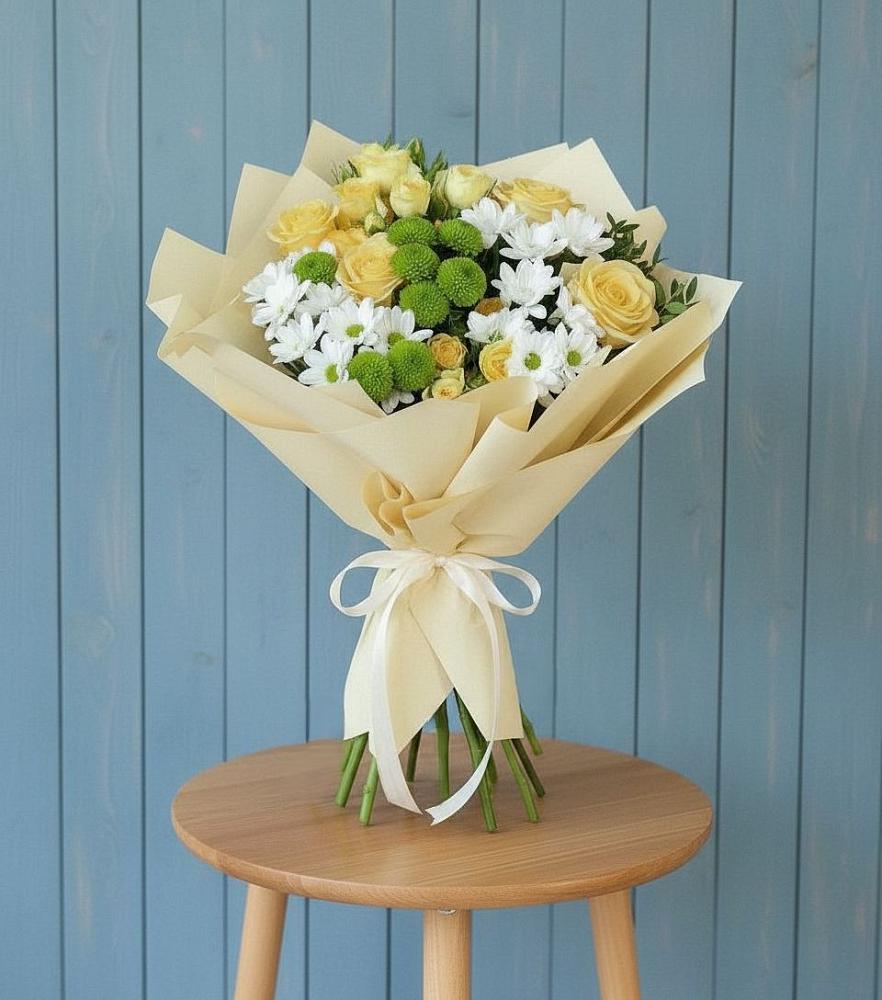 Букет цветов из: Хризантемы и Розы в Чепелево