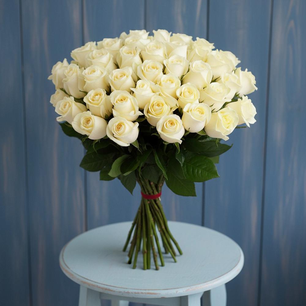 Букет 51 Белая роза Эдлесс Лав в Чепелево