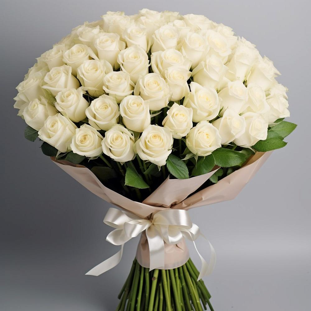 Букет 101 беля роза Белоснежка в Чепелево