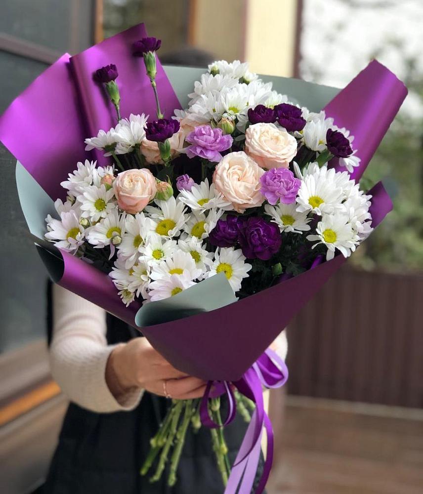 Букет цветов из: Хризантемы, Гвоздики и Розы в Чепелево