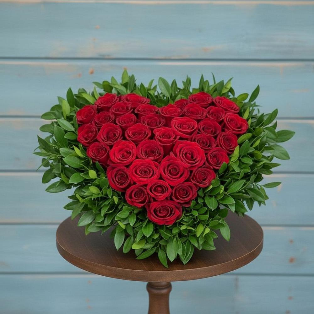 Цветочная композиция из Розы в виде сердца в Чепелево