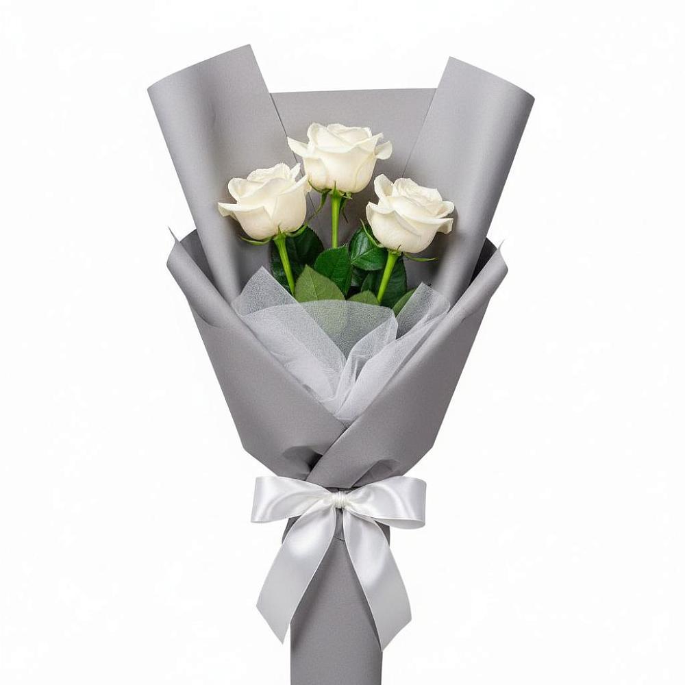 Букет 3 белые розы в Чепелево