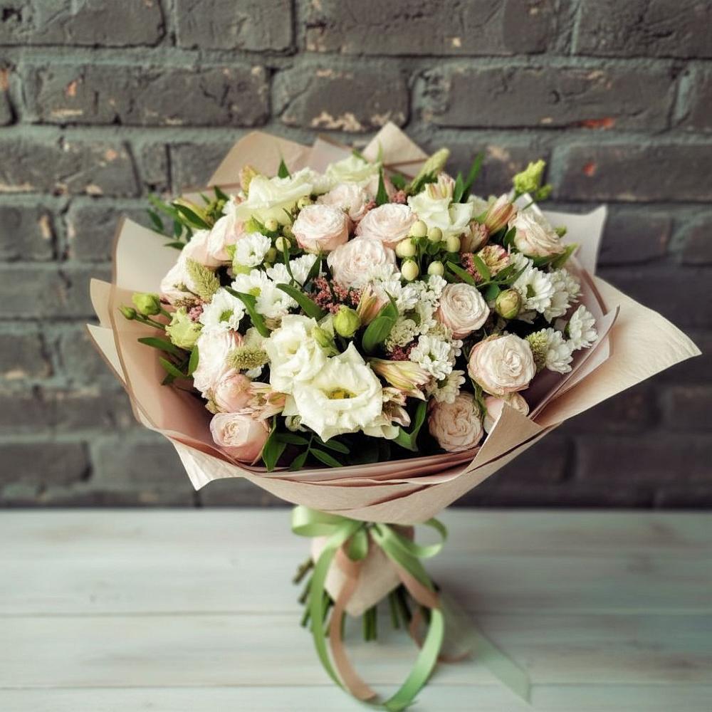 Букет цветов из: Альстромерии, Розы и Хризантемы в Чепелево