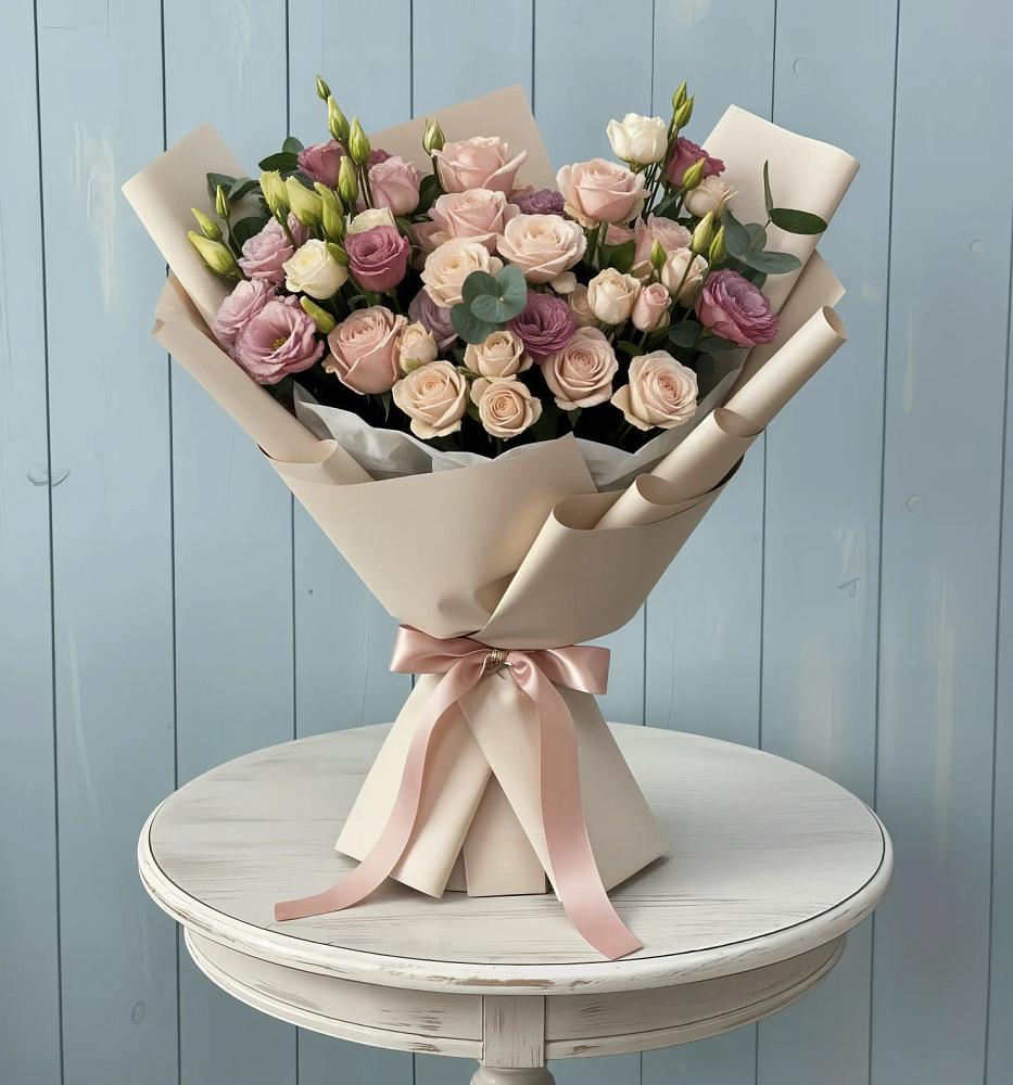 Букет цветов из: Розы и Лизиантусы в Чепелево