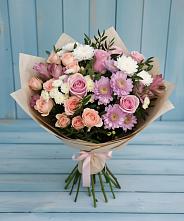 Букет цветов из:  Хризантемы, Розы и Альстромерии #REPLACE_PRED# Чепелево