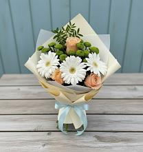 Букет цветов из:  Герберы, Розы и Хризантемы в Чепелево