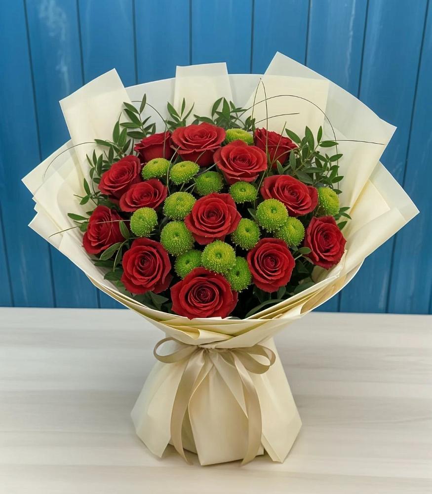 Букет цветов из: Розы и Хризантемы в Чепелево