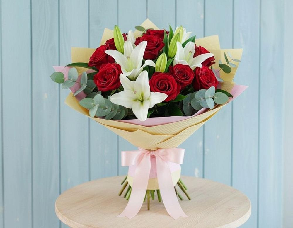 Букет цветов из: Лилии и Розы в Чепелево